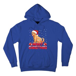 Merry Christmas Golden Retriever Santa Hat Lights Snowflakes Gift Hoodie