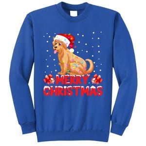 Merry Christmas Golden Retriever Santa Hat Lights Snowflakes Gift Sweatshirt