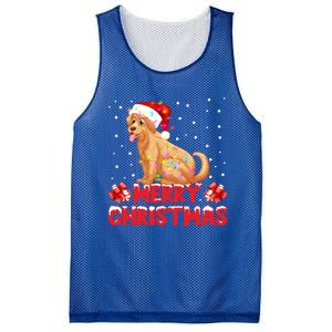 Merry Christmas Golden Retriever Santa Hat Lights Snowflakes Gift Mesh Reversible Basketball Jersey Tank