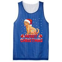 Merry Christmas Golden Retriever Santa Hat Lights Snowflakes Gift Mesh Reversible Basketball Jersey Tank