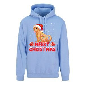 Merry Christmas Golden Retriever Santa Hat Lights Snowflakes Gift Unisex Surf Hoodie