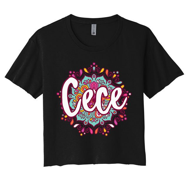 Mandala Cece  Grandma Christmas Birthday Mothers Day Crop Top