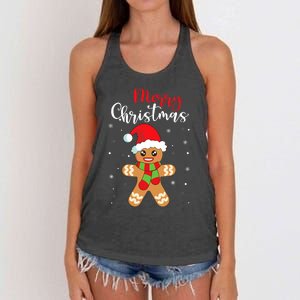 Merry Christmas Gingerbread Man Women's Knotted Racerback Tank