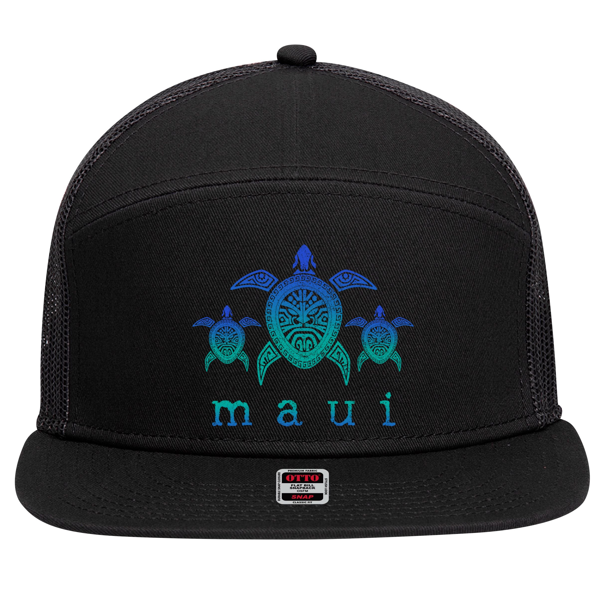 Maui Cool Gift Hawaii Sea Turtles Hawaiian Scuba Diving Souvenir Funny Gift 7 Panel Mesh Trucker Snapback Hat