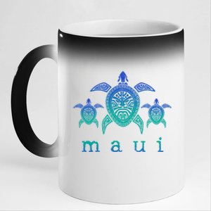 Maui Cool Gift Hawaii Sea Turtles Hawaiian Scuba Diving Souvenir Funny Gift 11oz Black Color Changing Mug