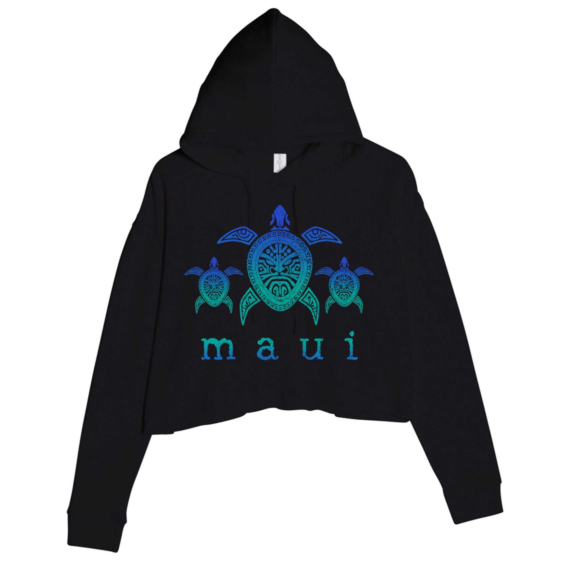 Maui Cool Gift Hawaii Sea Turtles Hawaiian Scuba Diving Souvenir Funny Gift Crop Fleece Hoodie