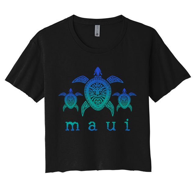 Maui Cool Gift Hawaii Sea Turtles Hawaiian Scuba Diving Souvenir Funny Gift Crop Top