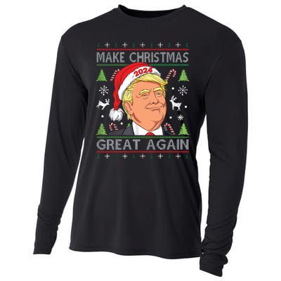 Make Christmas Great Again Ugly Funny Trump 2024 Cooling Performance Long Sleeve Crew