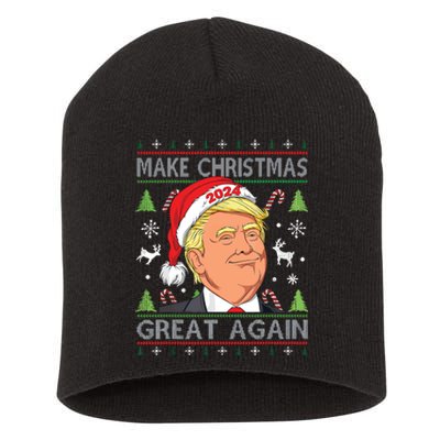 Make Christmas Great Again Ugly Funny Trump 2024 Short Acrylic Beanie