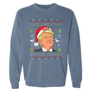 Make Christmas Great Again Ugly Funny Trump 2024 Garment-Dyed Sweatshirt