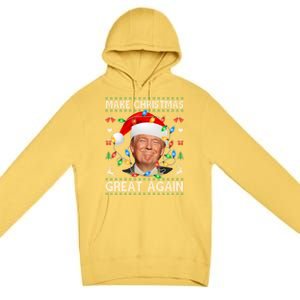 Make Christmas Great Again Funny Trump Ugly Christmas Gift Premium Pullover Hoodie