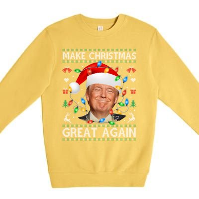 Make Christmas Great Again Funny Trump Ugly Christmas Gift Premium Crewneck Sweatshirt