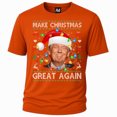 Make Christmas Great Again Funny Trump Ugly Christmas Gift Cooling Performance Crew T-Shirt