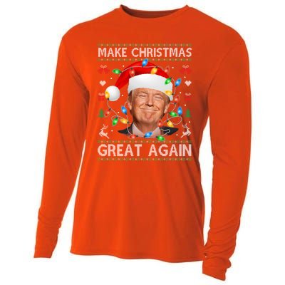 Make Christmas Great Again Funny Trump Ugly Christmas Gift Cooling Performance Long Sleeve Crew