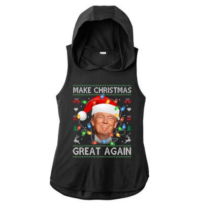 Make Christmas Great Again Funny Trump Ugly Christmas Gift Ladies PosiCharge Tri-Blend Wicking Draft Hoodie Tank