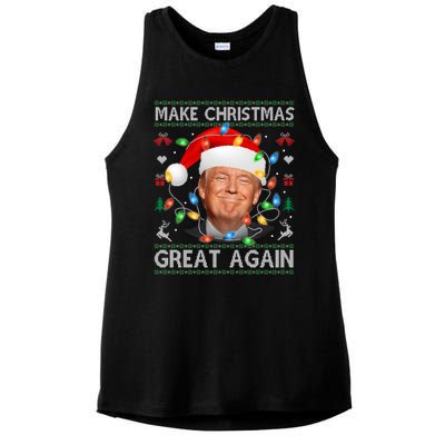 Make Christmas Great Again Funny Trump Ugly Christmas Gift Ladies PosiCharge Tri-Blend Wicking Tank