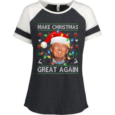 Make Christmas Great Again Funny Trump Ugly Christmas Gift Enza Ladies Jersey Colorblock Tee