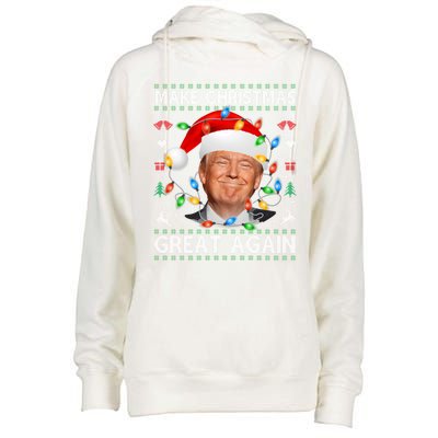 Make Christmas Great Again Funny Trump Ugly Christmas Gift Womens Funnel Neck Pullover Hood