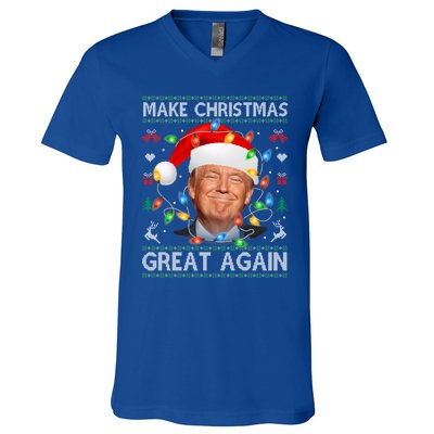 Make Christmas Great Again Funny Trump Ugly Christmas Gift V-Neck T-Shirt