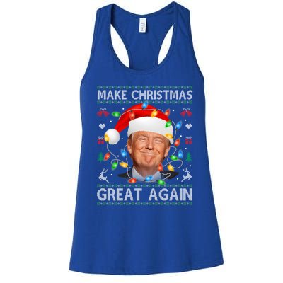 Make Christmas Great Again Funny Trump Ugly Christmas Gift Women's Racerback Tank