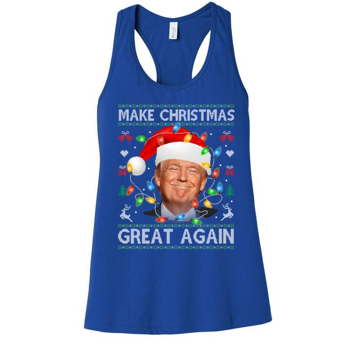 Make Christmas Great Again Funny Trump Ugly Christmas Gift Women's Racerback Tank