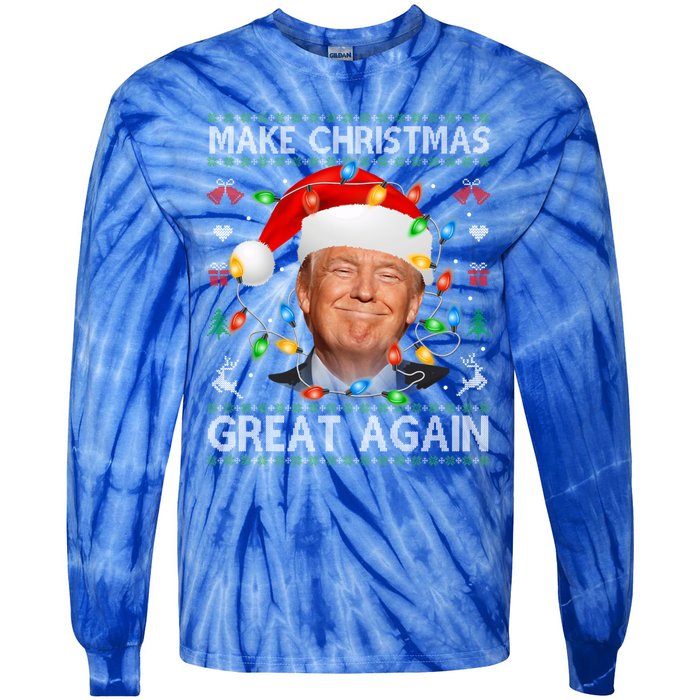 Make Christmas Great Again Funny Trump Ugly Christmas Gift Tie-Dye Long Sleeve Shirt