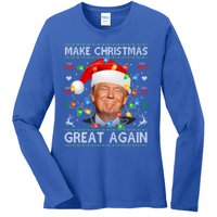 Make Christmas Great Again Funny Trump Ugly Christmas Gift Ladies Long Sleeve Shirt