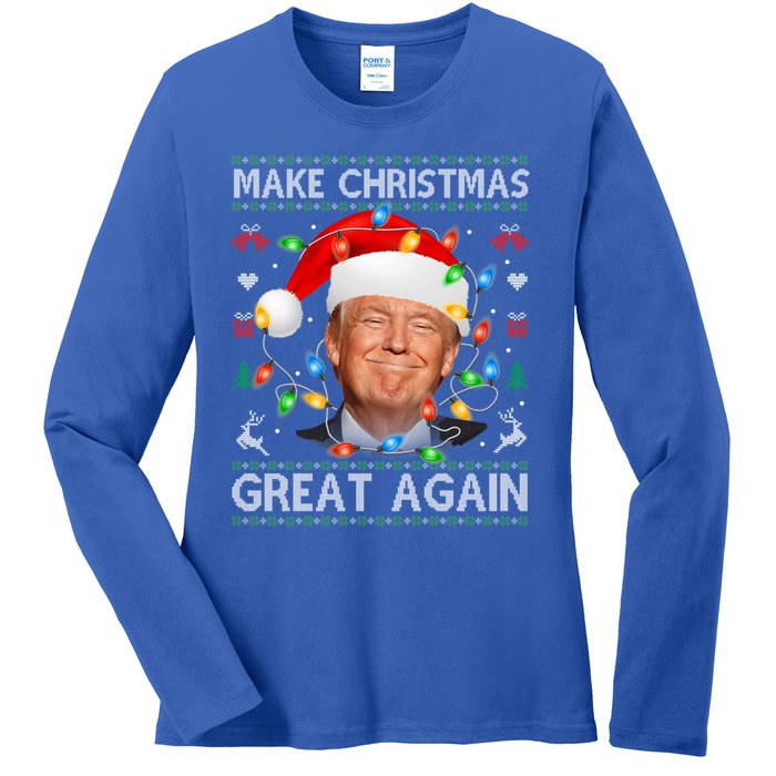 Make Christmas Great Again Funny Trump Ugly Christmas Gift Ladies Long Sleeve Shirt