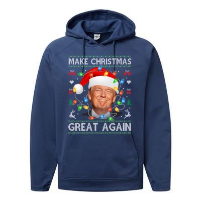 Make Christmas Great Again Funny Trump Ugly Christmas Gift Performance Fleece Hoodie