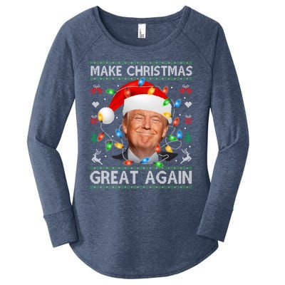 Make Christmas Great Again Funny Trump Ugly Christmas Gift Women's Perfect Tri Tunic Long Sleeve Shirt