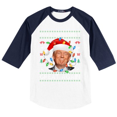 Make Christmas Great Again Funny Trump Ugly Christmas Gift Baseball Sleeve Shirt