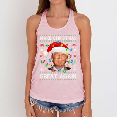 Make Christmas Great Again Funny Trump Ugly Christmas Gift Women's Knotted Racerback Tank