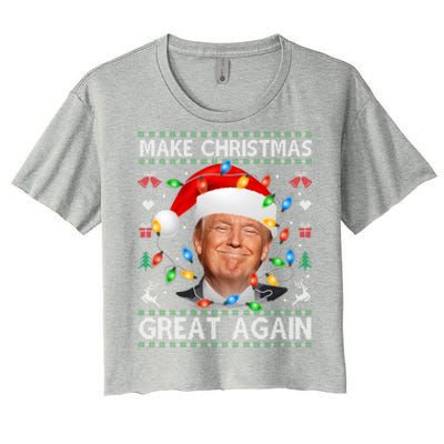 Make Christmas Great Again Funny Trump Ugly Christmas Gift Women's Crop Top Tee