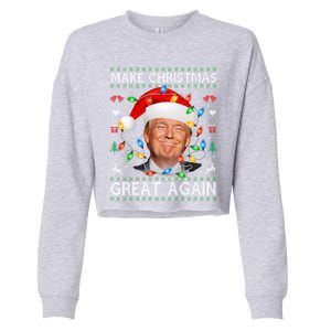 Make Christmas Great Again Funny Trump Ugly Christmas Gift Cropped Pullover Crew