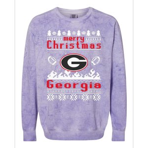 Merry Christmas Georgia Tree Happy Trending Christmas Colorblast Crewneck Sweatshirt