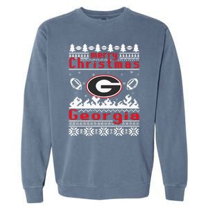 Merry Christmas Georgia Tree Happy Trending Christmas Garment-Dyed Sweatshirt