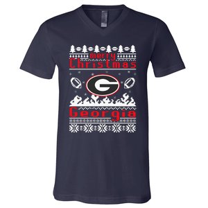 Merry Christmas Georgia Tree Happy Trending Christmas V-Neck T-Shirt