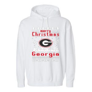 Merry Christmas Georgia Tree Happy Trending Christmas Garment-Dyed Fleece Hoodie