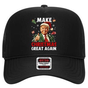 Make Christmas Great Again Funny Christmas Pajamas Gift High Crown Mesh Back Trucker Hat