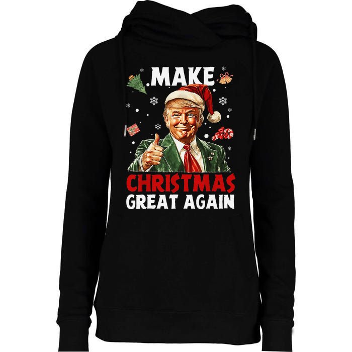 Make Christmas Great Again Funny Christmas Pajamas Gift Womens Funnel Neck Pullover Hood