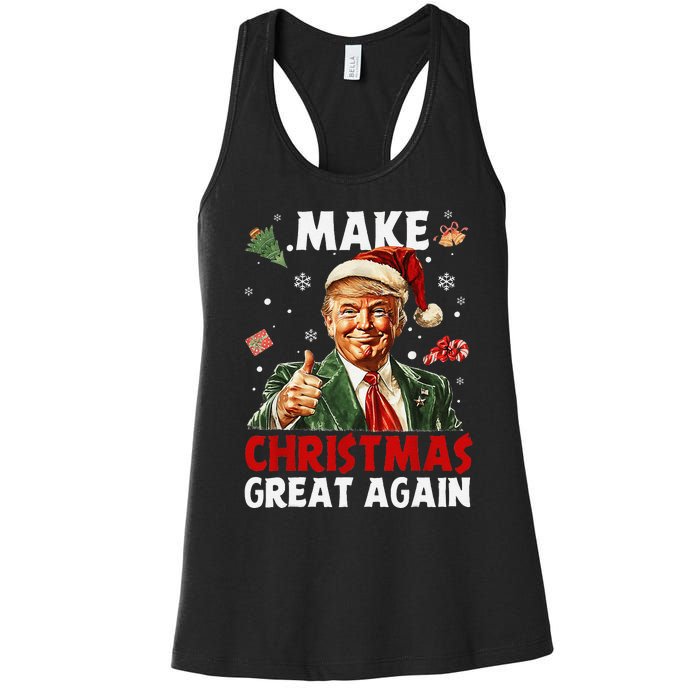 Make Christmas Great Again Funny Christmas Pajamas Gift Women's Racerback Tank