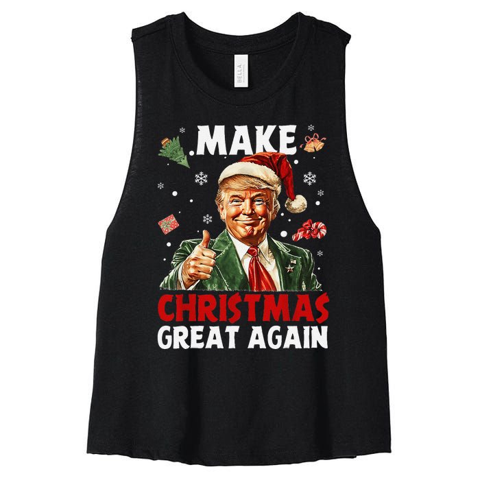 Make Christmas Great Again Funny Christmas Pajamas Gift Women's Racerback Cropped Tank