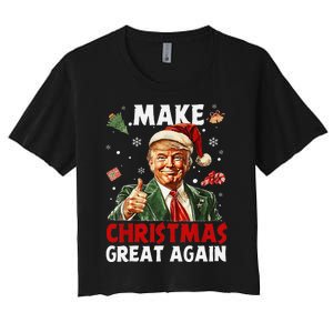 Make Christmas Great Again Funny Christmas Pajamas Gift Women's Crop Top Tee