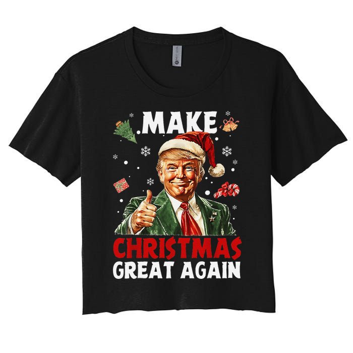 Make Christmas Great Again Funny Christmas Pajamas Gift Women's Crop Top Tee