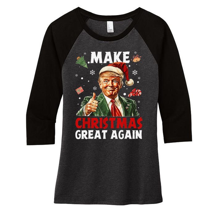 Make Christmas Great Again Funny Christmas Pajamas Gift Women's Tri-Blend 3/4-Sleeve Raglan Shirt