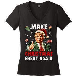 Make Christmas Great Again Funny Christmas Pajamas Gift Women's V-Neck T-Shirt