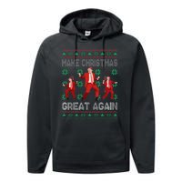 Make Christmas Great Again Santa Trump Dance Ugly Sweater Gift Performance Fleece Hoodie