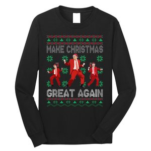 Make Christmas Great Again Santa Trump Dance Ugly Sweater Gift Long Sleeve Shirt