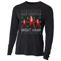 Make Christmas Great Again Santa Trump Dance Ugly Sweater Gift Cooling Performance Long Sleeve Crew