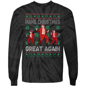 Make Christmas Great Again Santa Trump Dance Ugly Sweater Gift Tie-Dye Long Sleeve Shirt